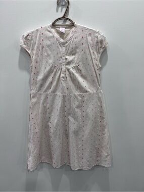 Vintage 2007 Gap Kids Eyelet Dress XL 12 White Pink Green Polka Dot Cottagecore
